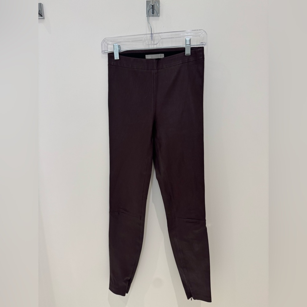 Vince Leather Leggings in Deep Brown
